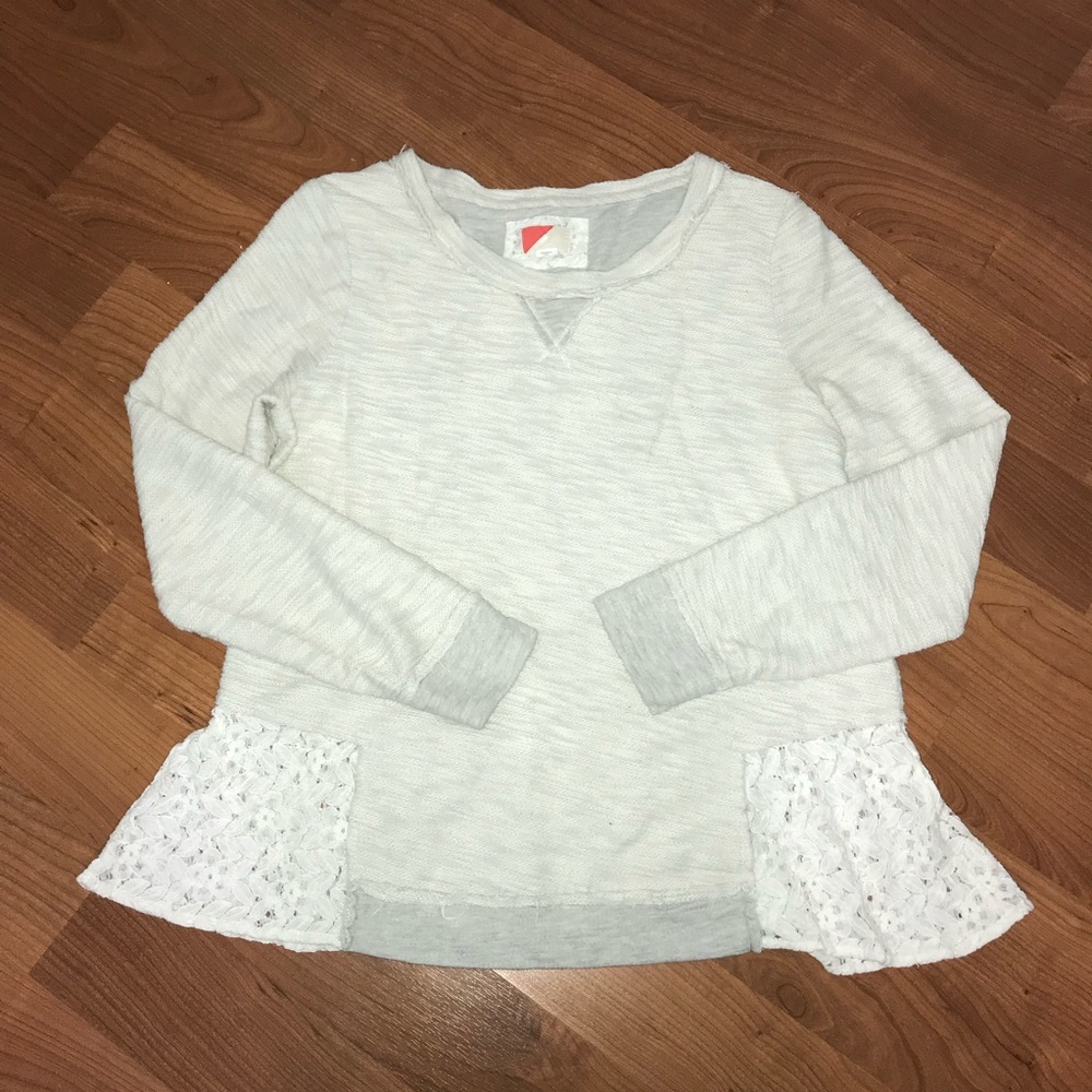 Anthropologie Paper Locket Grey Pullover Sweater L